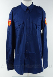 Brandweer kazerne tenue overhemd Kazernehemd LM Heren - huidig model emblemen- lange mouw - nieuw in de verpakking -  felblauw - maat 41/42 - origineel