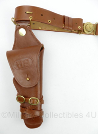 US M1912 Cavalry koppel met magazijntas en M1911 Colt Cavalry holster - bruin leer