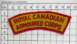 Canadese leger Royal Canadian Armoured Corps shoulder title - 10 x 4 cm - origineel