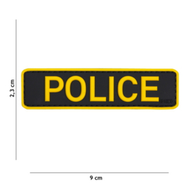 Embleem 3D PVC - met klittenband - POLICE zwart/geel - 9 x 2,3 cm