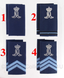 KLU Luchtmacht MA Militaire Academie schouderstukken zilveren letters - verschillende rangen - origineel