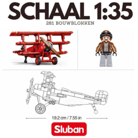 Sluban WO1 Red Baron Fokker DR-1S vliegtuig bouwset - 281 bouwstenen - nieuw in verpakking - origineel