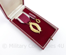 Belgische Gouden Palmen in de Kroonorde medaille in doosje en met mini medaille - origineel