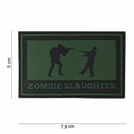 Embleem Zombie Slaughter - Rechthoek - Klittenband - 3D PVC - 7,9 x 5 cm.