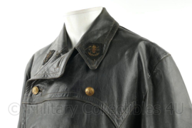 Vintage Brandweer kunstlederen jas met broek en bretels - maat 52 - origineel