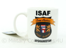 ISAF Camp Hadrian Afghanistan beker met kaartje eraan - Nieuw - afmeting 8,5x9 cm - origineel