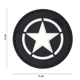 Embleem 3D PVC - met klittenband - US Invasion Star - Zwarte achtergrond - 4 cm. diameter