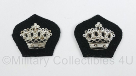 KL Nederlandse leger rang kroontjes voor het uniform PAAR - 4 x 3,5 cm - origineel