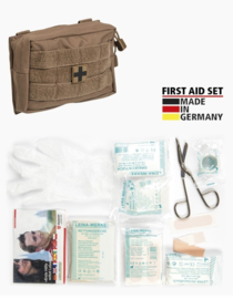 PRO 25-delige Tactical First Aid kit EHBO kit in Molle pouch IFAK met inhoud Made in Germany Leine Werke GMBH - COYOTE