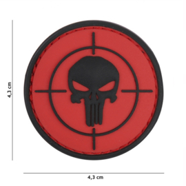 Embleem 3D PVC met klittenband - Punisher Vizier - rood - 4,3 cm. diameter