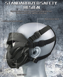 Airsoft Masker - MET helmbevestiging EN hoofdbevestiging - smoke glazen