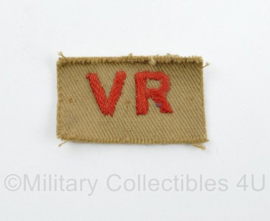 WW2 British RAF Royal Air Force VR Volunteer Reserve patch Tropical uniform- 4 x 2,5 cm - origineel