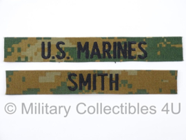 USMC US Marines 'SMITH' branch tape/naamlint SET - marpat woodland camo - nieuw gemaakt