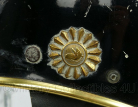 Vintage Brandweer helm met koperen insigne en kam - origineel