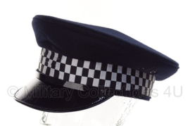 Politie platte pet - zonder insigne  -  Donkerblauw, grof wol, rode voering - maat 55 t/m 59- origineel