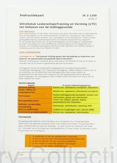 Instructiekaart IK 2-1250 Uitreikstuk Leiderschapstraining en Vorming LTV - 14,5 x 10 cm - origineel