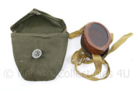 WO2 Britse SLM 1941 Goggle met Duitse opbergtas - doorgebruikt door Wehrmacht - 10 x 2 x 9 cm - origineel