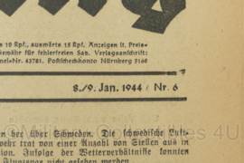 WO2 Duitse krant Frankische Tageszeitung nr. 6 8/9 januari 1944 - 47 x 32 cm - origineel