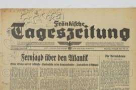 WO2 Duitse krant Frankische Tageszeitung nr. 191 17 augustus 1943 - 47 x 32 cm - origineel