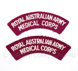 WO2 Australisch paar shoulder Titles Royal Australian Medical Corps - 10,5 x 3 cm - origineel
