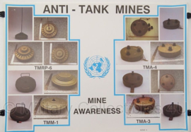 UN United Nations leger kaart Anti-Tank Mines - 69 x 49 cm - origineel