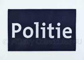 Belgische Politie rugstrook embleem blauw "POLITIE"- met klittenband - 24,5 x 15 cm