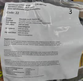 1 zak Nederlandse leger 24uurs rantsoen Maaltijd zak 24 Hour Operationeel Rantsoen W(pouch) + OL  -  +/-4100 kcal - Best Before Februari 2025