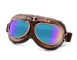 Piloten bril of brommer bril - Vintage Copper look met gekleurde glazen