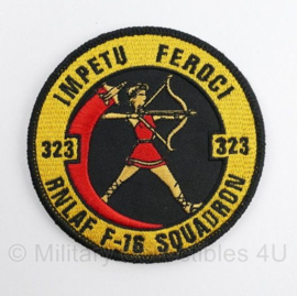 RNLAF Royal Netherlands Airforce Impetu Feroci 323 RNLAF F-16 Squadron embleem - met klittenband - diameter 9 cm