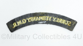 British Army shoulder title ENKEL Surrey Yeomanry QMR - 14 x 4 cm - origineel