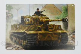 Nieuw gemaakte metalen plaat WO2 Duitse Tank  - 30 x 20 cm - nieuw