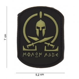 Embleem Molon Labe Spartan - Klittenband - 3D PVC - 7 x 5,2 cm - zwarte achtergrond
