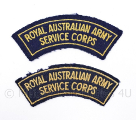WO2 Australisch paar shoulder Titles Royal Australian Army Service Corps -  11,5 x 3,5 cm - origineel