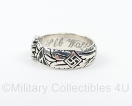 WO2 Duitse Waffen SS Totenkopf ring - 925 Sterling zilver - size 8 t/m 11 - replica