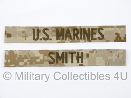 USMC US Marines 'SMITH' branch tape/naamlint SET - marpat desert camo - nieuw gemaakt