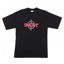 T shirt zwart - met rode opdruk SWAT