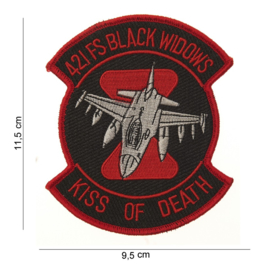 Embleem stof 421 FS Black Widows Kiss of Death - 11,5 x 9,5 cm