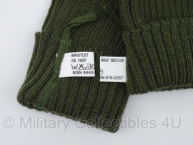 Defensie wollen hand- en polswarmers Wristlet groen - maat Medium - origineel