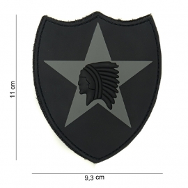 Embleem 3D PVC 2nd Infantry Division -  klittenband -11 x 9,3 cm - Zwart