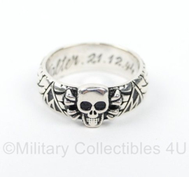 WO2 Duitse Waffen SS Totenkopf ring - 925 Sterling zilver - size 8 t/m 11 - replica