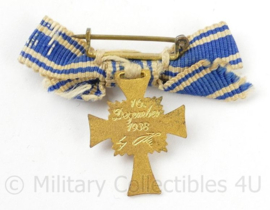 WO2 Duits miniatuur Mutterkreuz im gold met lint - origineel
