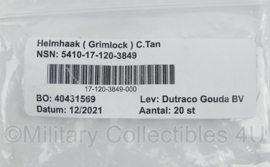 Defensie Grimlock Helmhaak Coyote Tan Karabijnhaak - fabrikant ITW Nexus NA - 6 x 4 cm - origineel