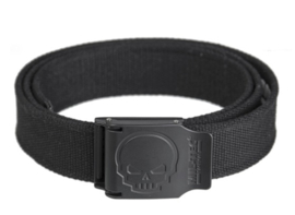 Skull trouser belt broekriem Black met Zwart metalen slot