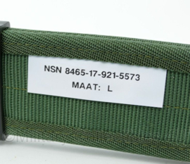 Defensie riem 2 nylon webbing met polymeer versteviging groen met velcro inwendig Groen Nylon met klittenband - maat Large - nieuw in verpakking - origineel