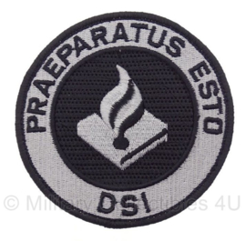 DSI Politie embleem grijs/zwart - Praeparatus Esto - met klittenband -  9 cm. diameter