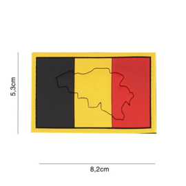 Belgische vlag met contour embleem PVC - 8,2 x 5,3 cm