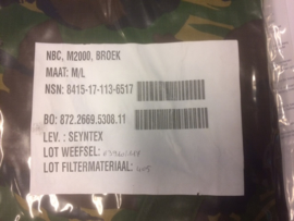 KL Nederlandse leger NBC M2000 broek Woodland camo - nog geseald - maat Large Long - origineel