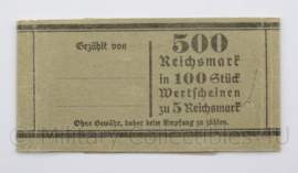 WO2 Duitse Geldband 500 Reichsmark totaal in 100 Stuck Wertscheinen zu 5 Reichsmark - origineel