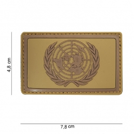 Embleem 3D PVC UN / VN Verenigde Naties  -  klittenband - 7,8 x 4,8 cm - Bruin