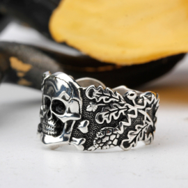 Doodskop ring breed model - 925 sterling zilver ! - size 8, 9 of 10